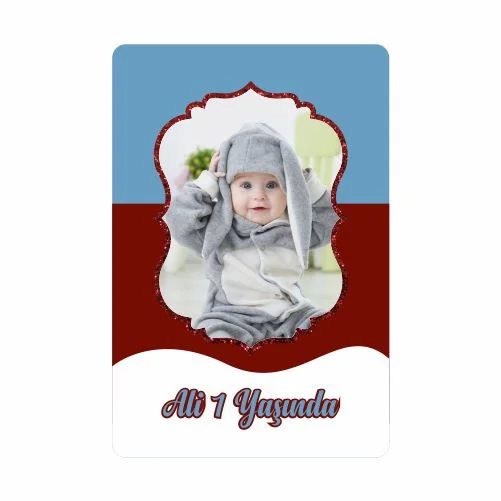 Bordo Mavi Temalı Doğum Günü Magneti